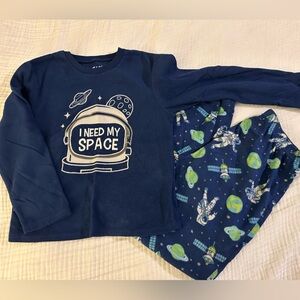 Cuddl Duds Fleece 2 pc Boys Sz L(10-12) Space themed pajamas sleepwear set EUC